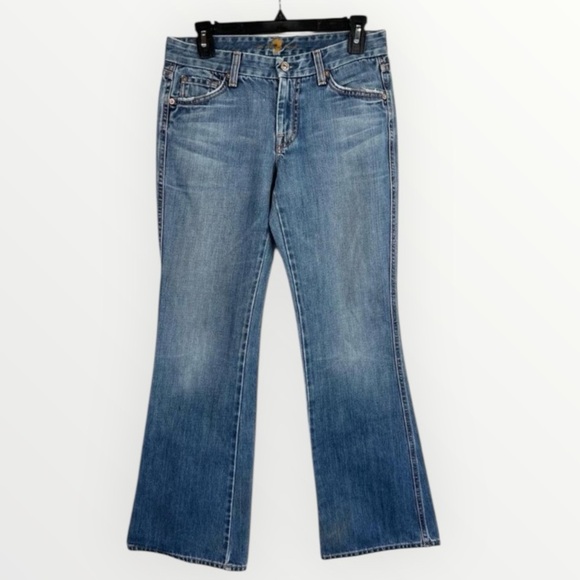7 For All Mankind The A Pocket Blue Denim Bootcut 5 Pocket Design Size 29 - Picture 1 of 16